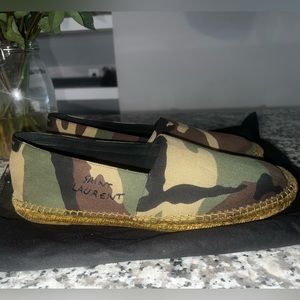 Saint Laurent signature Camo canvas Espadrilles.